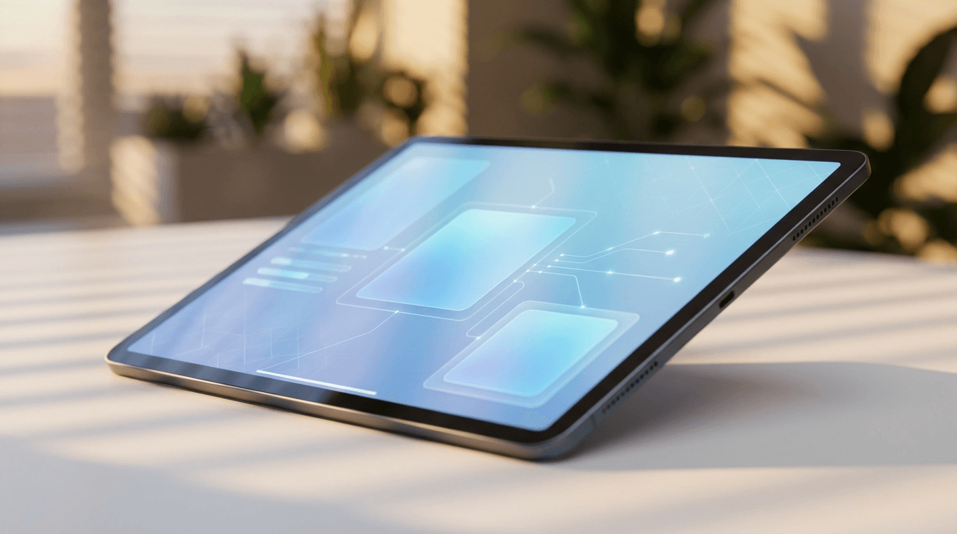 Healthcare management software displayed on tablet screen